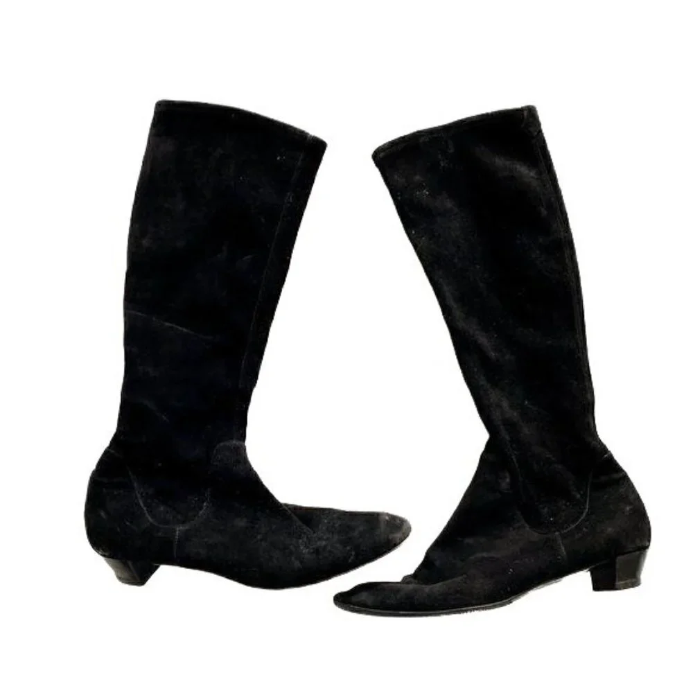 Sergio Rossi Black Stretch Suede Boots, Size EU39 - Picture 2 of 13